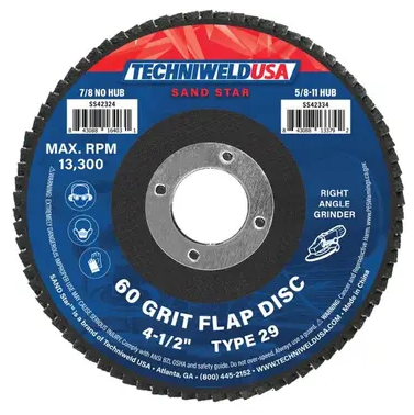 Flap Discs - 4-1/2" x 7/8" - 60-grit Type 29 Reg. Density - 42324 - welding electrodes, Grinding Disc, Welding Lens, Cutting Tip, Cutting Wheels, Flap Disc, Heating Tip, Welding Gloves, MIG Gun - Welding Helmet, Welding Wire - USA Welding Supply