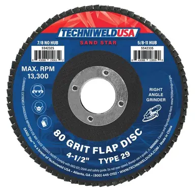Flap Disc - 4-1/2" x 7/8" - 80-grit Type 29 Reg. Density - 42365 - welding electrodes, Grinding Disc, Welding Lens, Cutting Tip, Cutting Wheels, Flap Disc, Heating Tip, Welding Gloves, MIG Gun - Welding Helmet, Welding Wire - USA Welding Supply