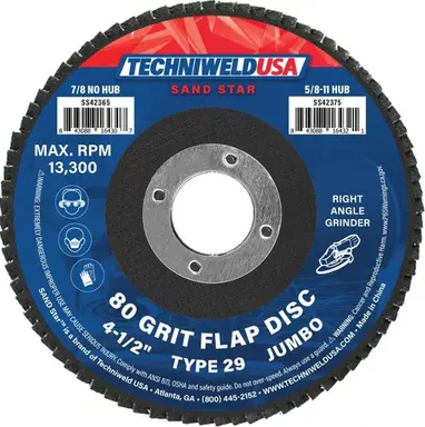 Jumbo Flap Disc - 4-1/2" x 7/8" - 80-grit Type 29 
