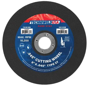 Cutting Wheel - Type 27 - 6" x .045" x 7/8" - 45007 - welding electrodes, Grinding Disc, Welding Lens, Cutting Tip, Cutting Wheels, Flap Disc, Heating Tip, Welding Gloves, MIG Gun - Welding Helmet, Welding Wire - USA Welding Supply